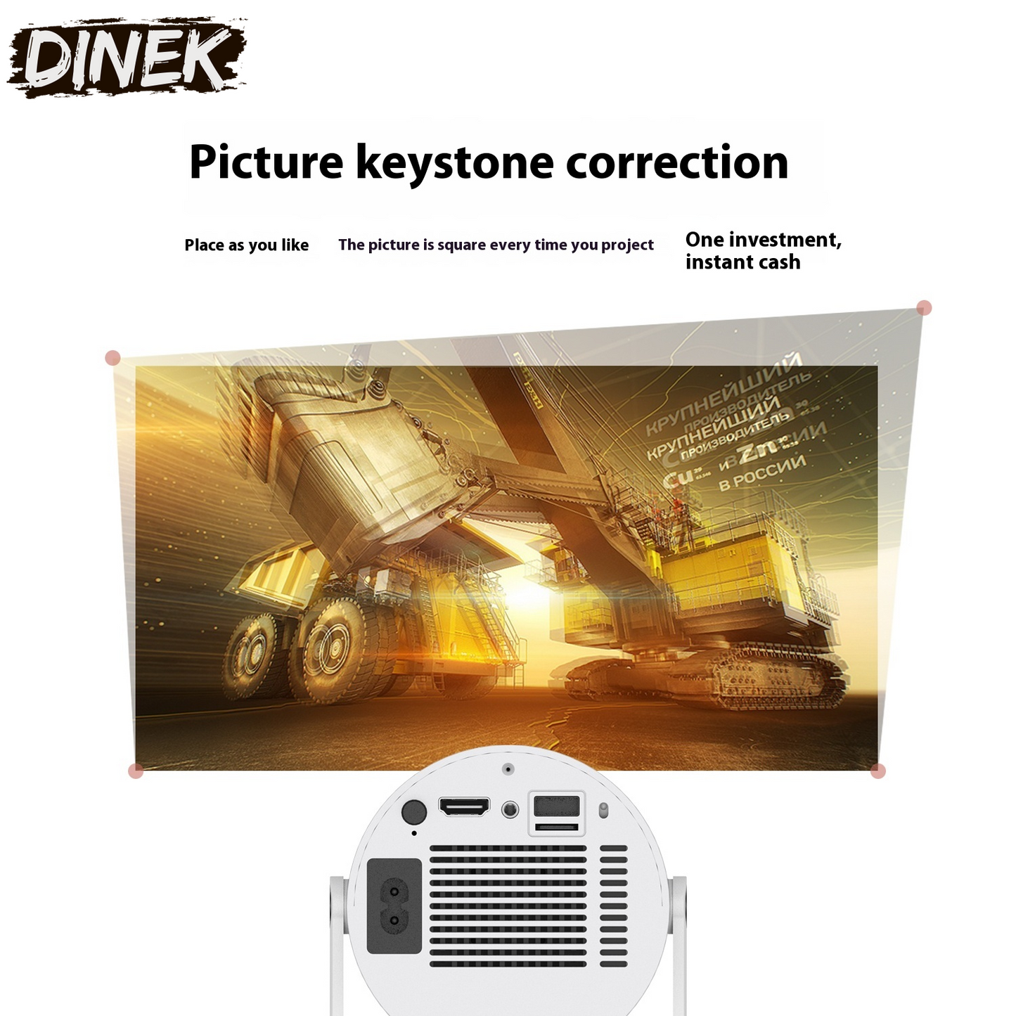 Portable Projector Small Straight Projector for Home Use 180 Degrees Projection Angle Automatic Focus Home Video Projector