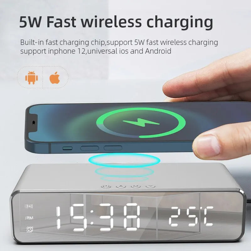 Wireless Changer with Alarm Clock and Thermometer