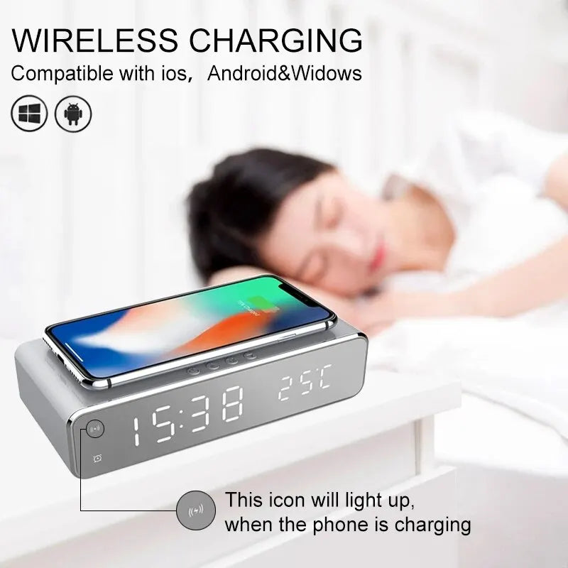 Wireless Changer with Alarm Clock and Thermometer