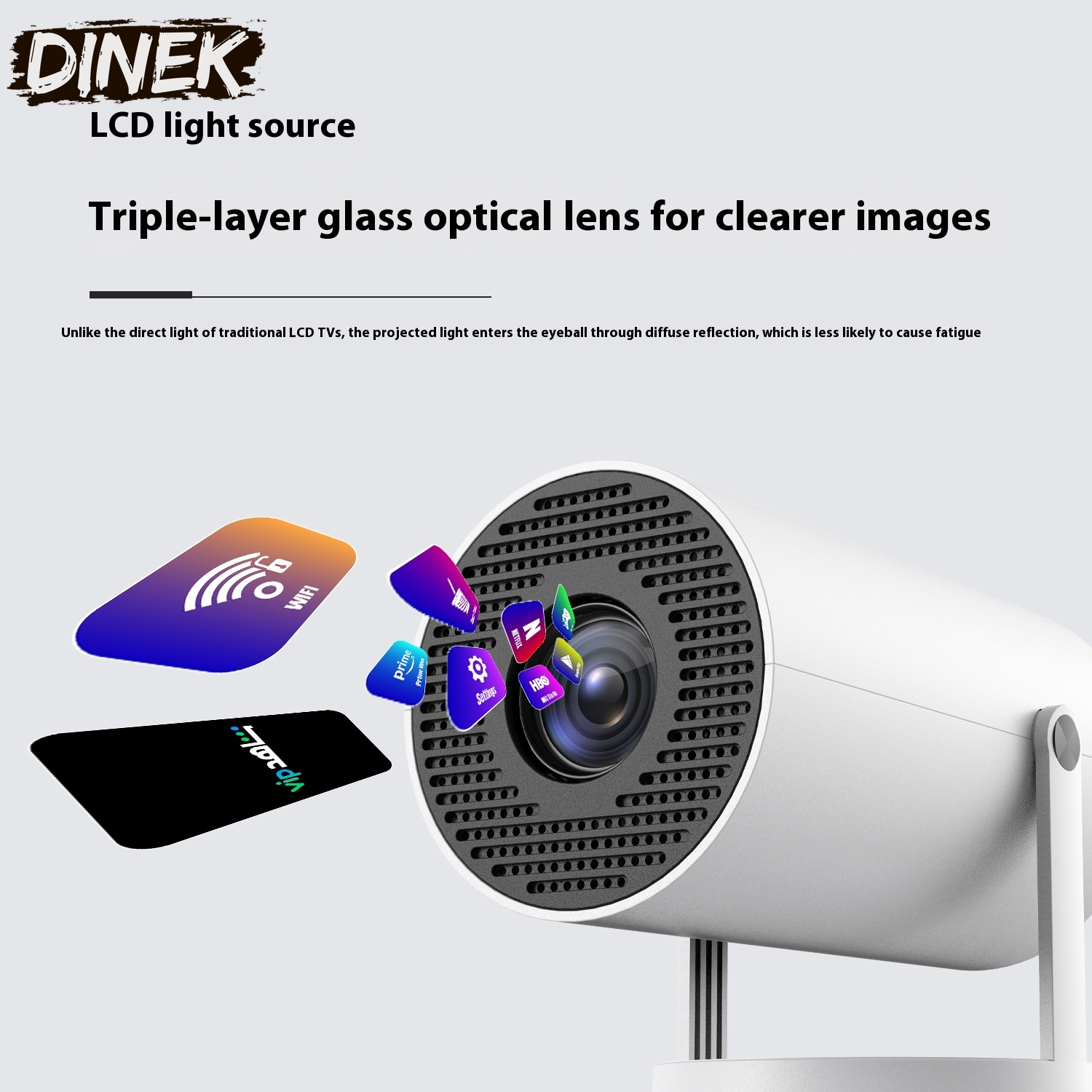 Portable Projector Small Straight Projector for Home Use 180 Degrees Projection Angle Automatic Focus Home Video Projector