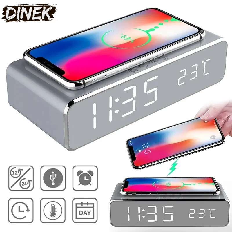 Wireless Changer with Alarm Clock and Thermometer