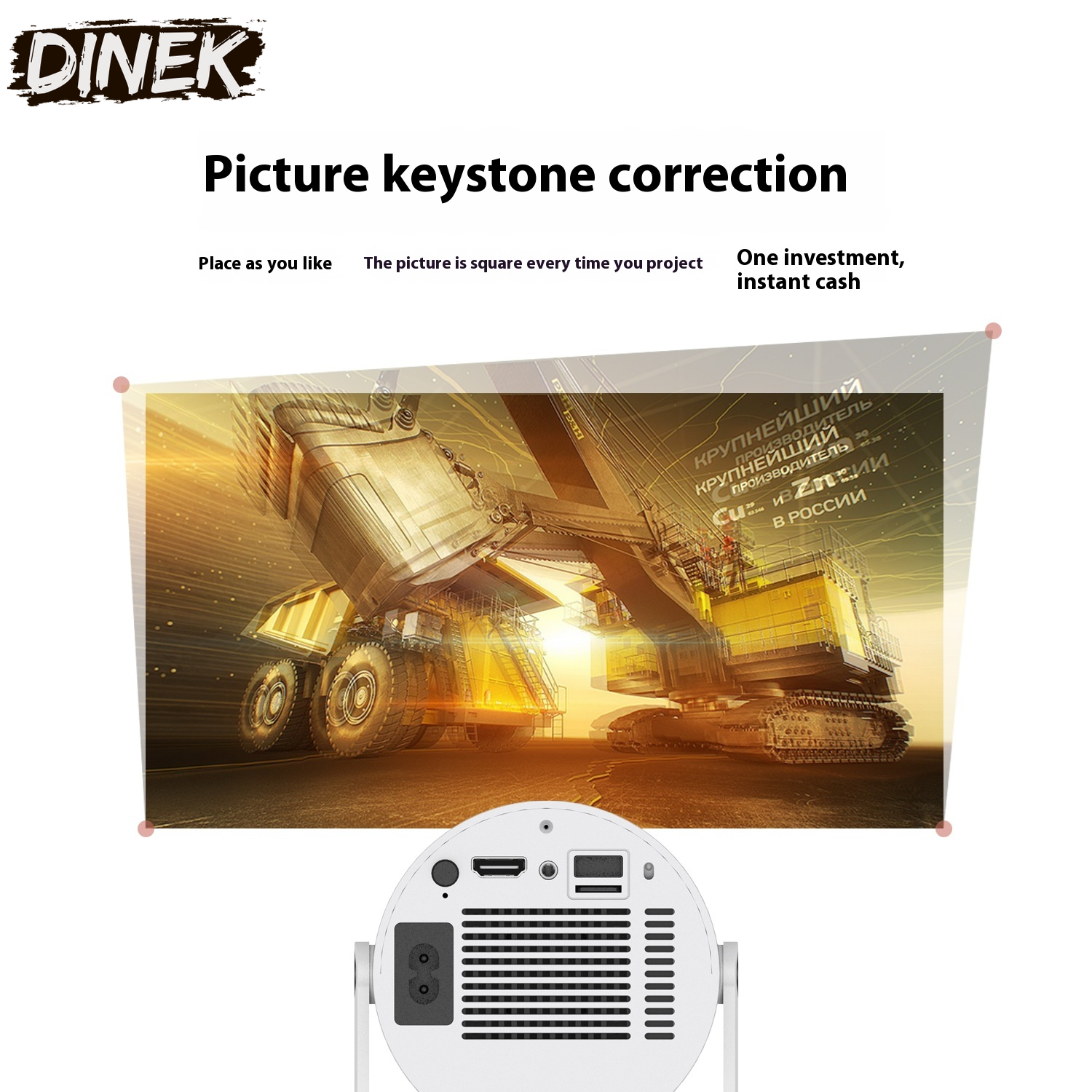 Portable Projector Small Straight Projector for Home Use 180 Degrees Projection Angle Automatic Focus Home Video Projector