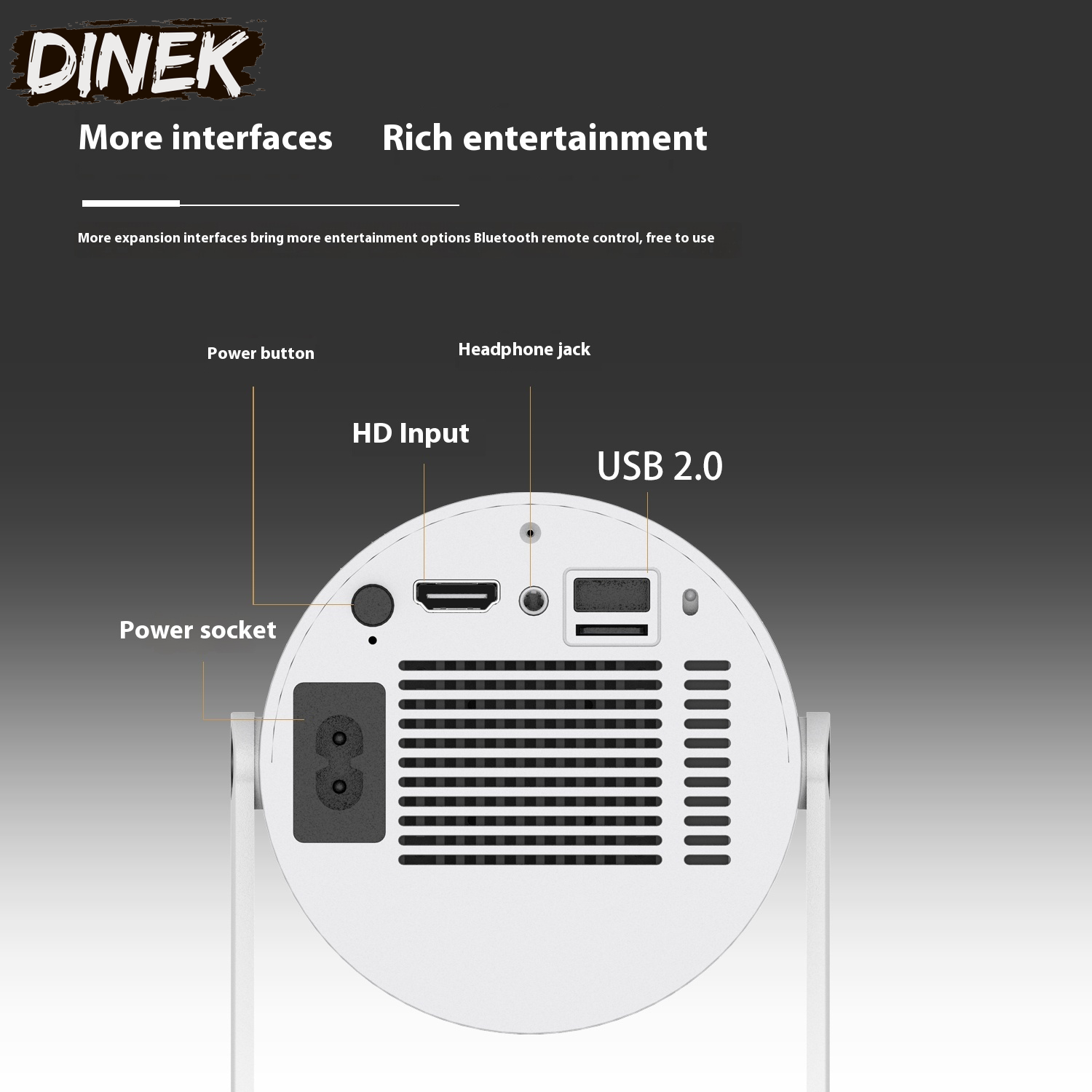 Portable Projector Small Straight Projector for Home Use 180 Degrees Projection Angle Automatic Focus Home Video Projector